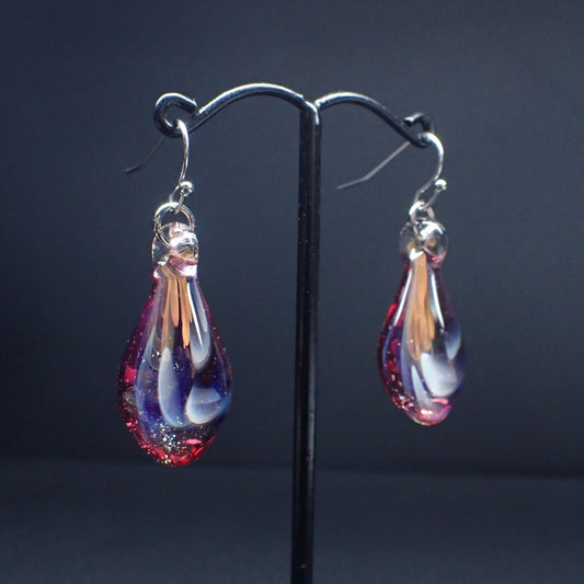 「流星」ガラスピアス/ルビーレッド 001