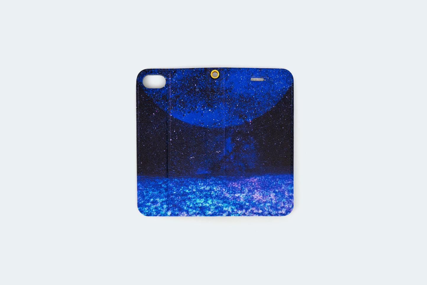 【スマホケース】夜空に輝くネモフィラを描いた、手帳型スマホケース