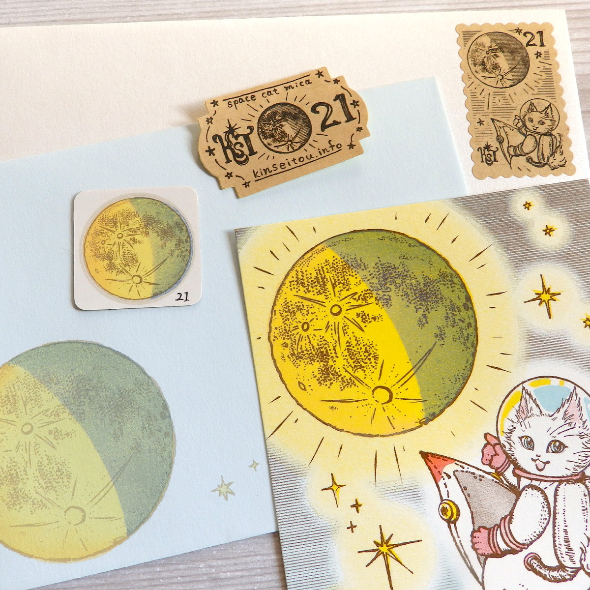 【MyMoon】白猫マイカ 月齢メッセージカードセット