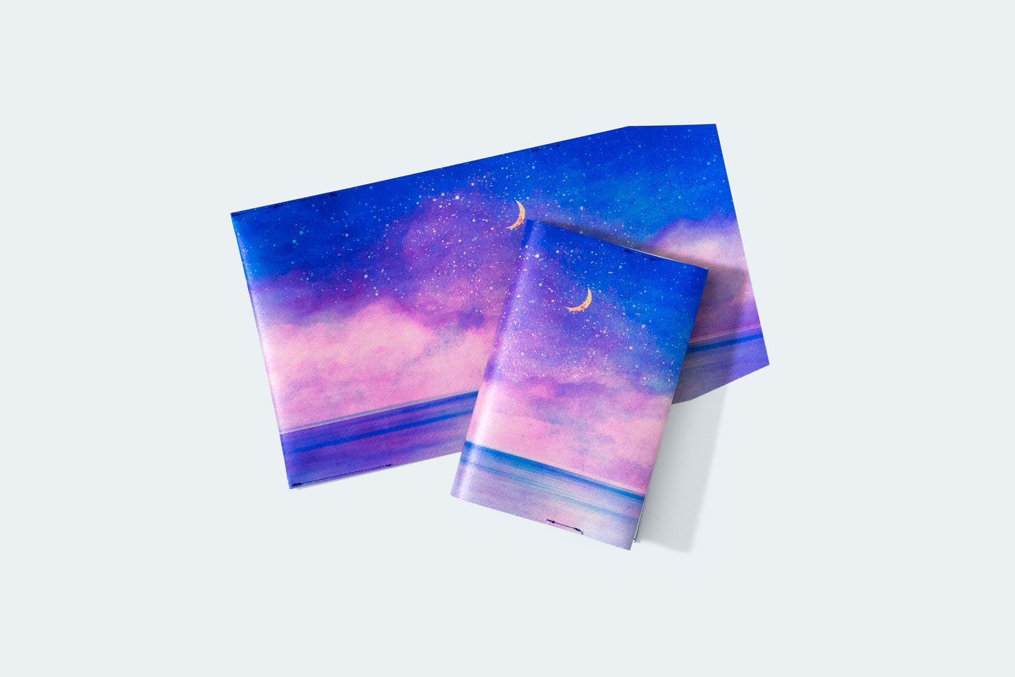 星空と湖を描いた、ブックカバー