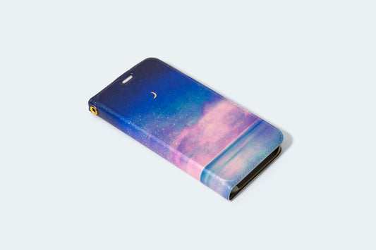 【MyMoon/スマホケース】星空と湖を描いた、手帳型スマホケース