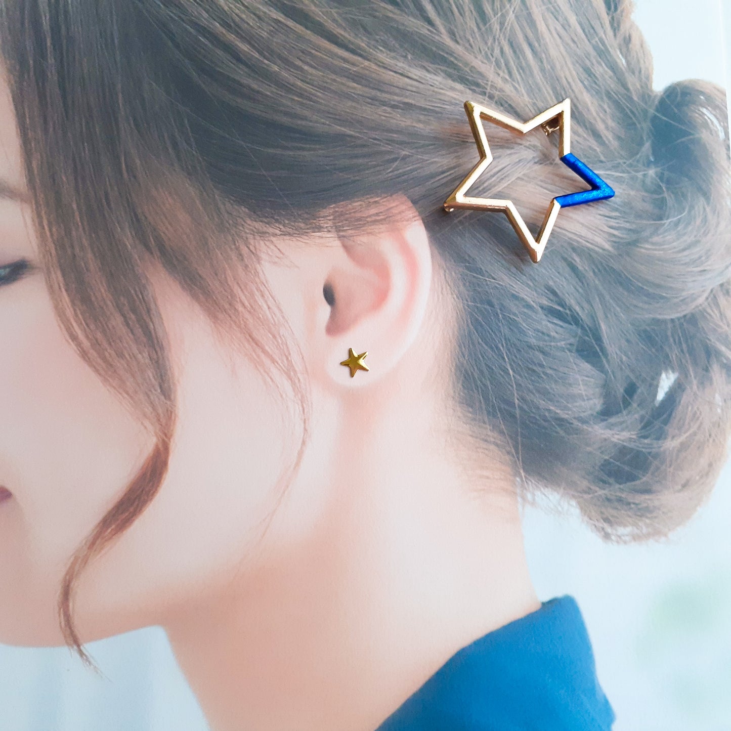 宙塗り星の髪飾り