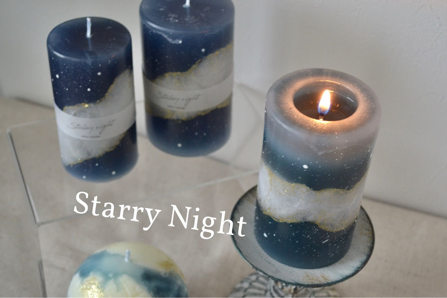 Starry night candle/円柱キャンドル