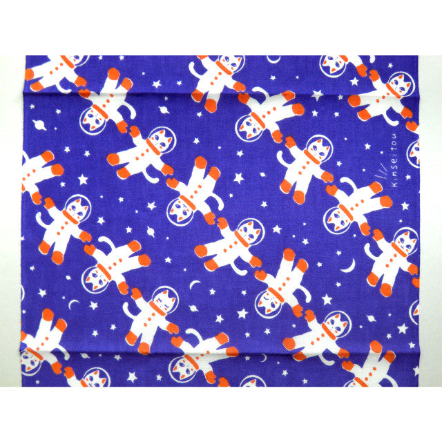 手ぬぐいハンカチ 2色セット - 宇宙フォークダンス 群青&水色