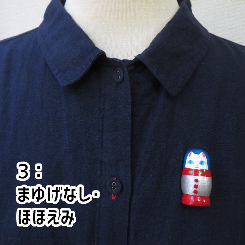 木製 ブローチ - キャプテンマイカリョーシカ