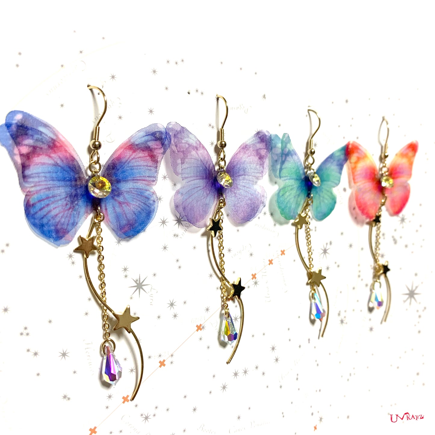 "幻蝶"片耳ピアス/イヤリング(4色)