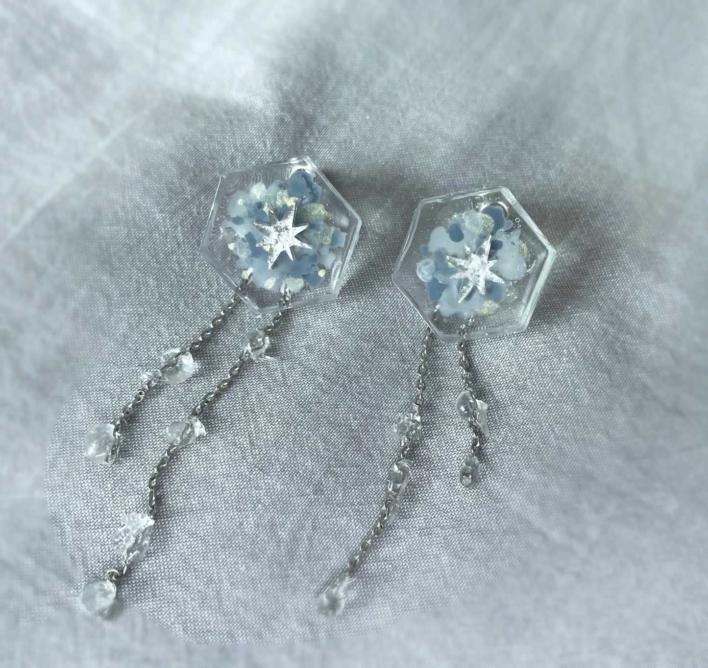 【イヤリング】雨上がりの夜の耳飾り