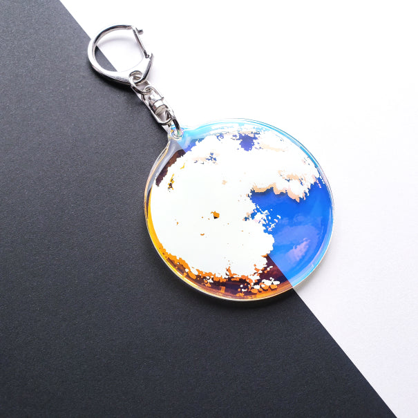 虹色満月のアクリルキーホルダー