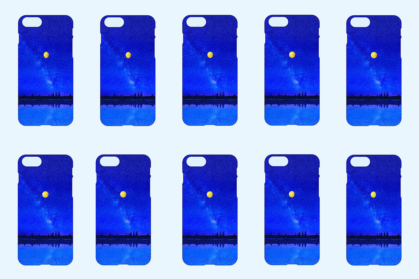 【MyMoon/スマホケース】輝く夜空と湖を描いた、スマホケース