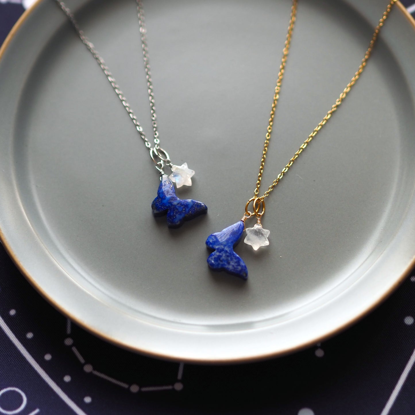 【3WAY】スター＆バタフライ／天然石アクセサリー