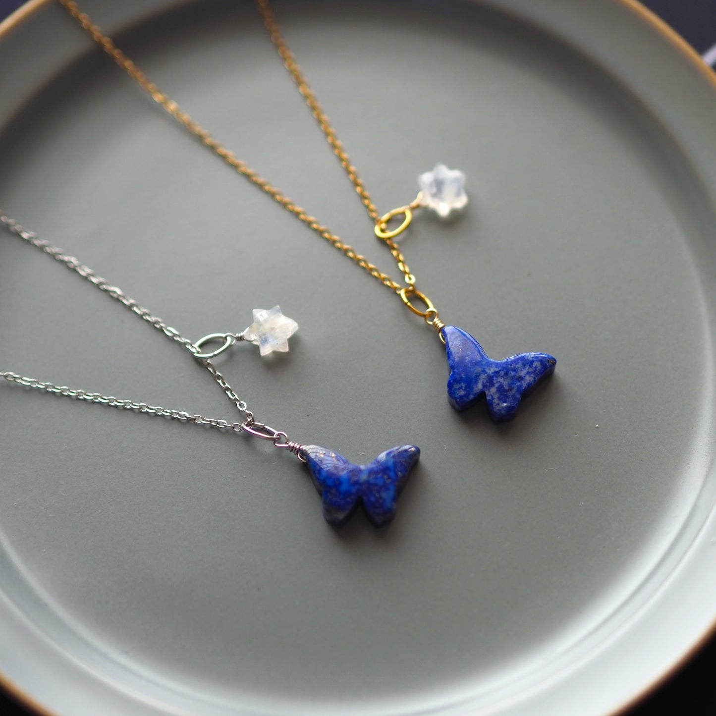 【3WAY】スター＆バタフライ／天然石アクセサリー