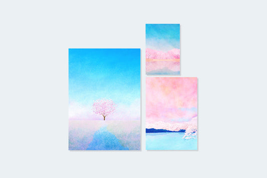 桜の景色を描いた、紙もの3点セット