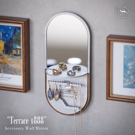 カラバリ2色【アレルギー対応ピアス＆イヤリング】“夜のカフェテラス”＋ウォールミラー “Terrace 1888”