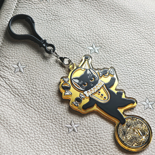 アクリルキーホルダー　黒猫・月光