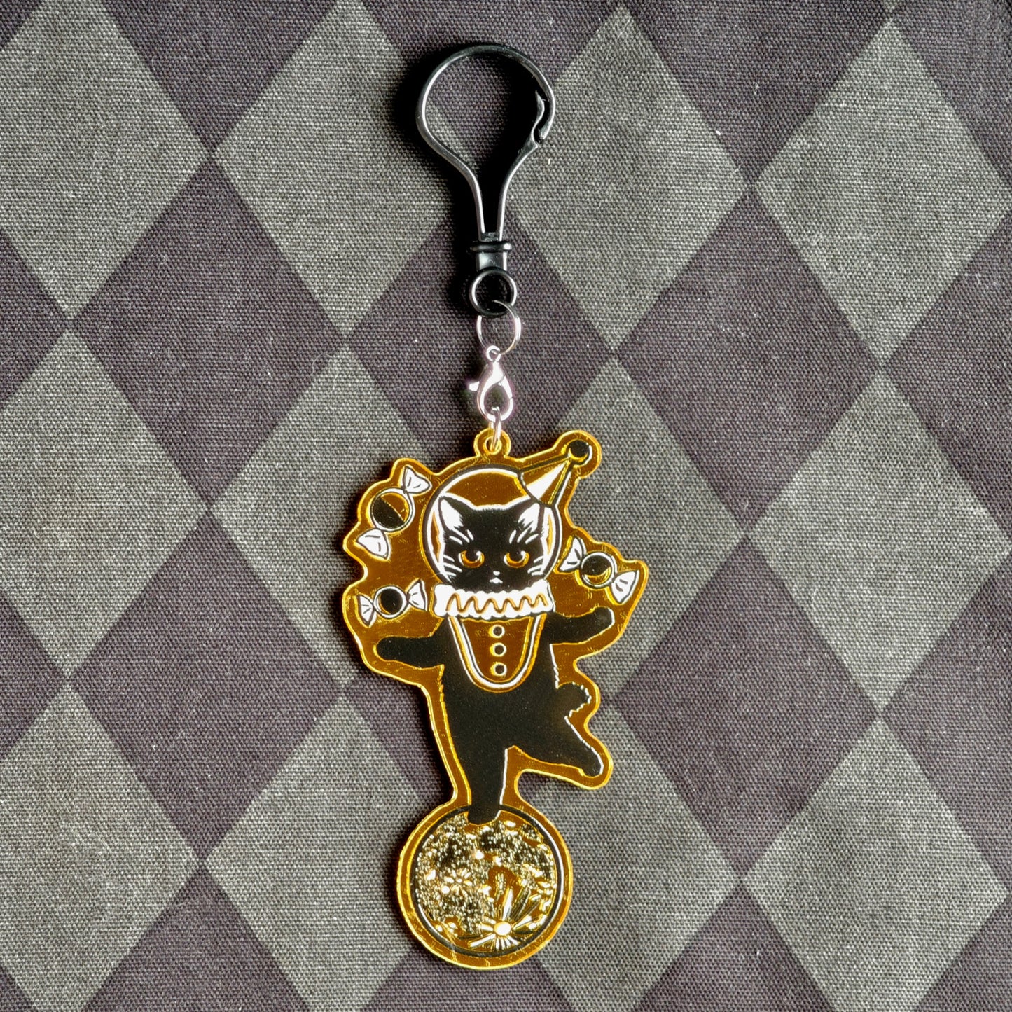 アクリルキーホルダー　黒猫・月光