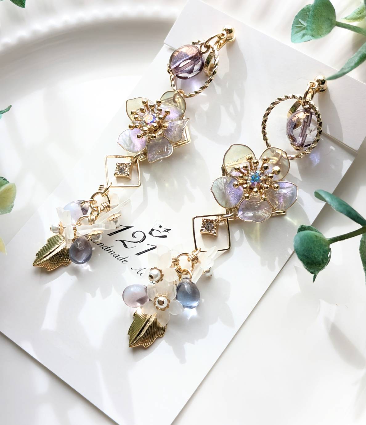 ライトパープルに染まる薄明 イヤリングorピアス