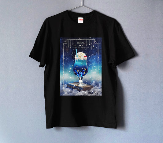 架空の星空喫茶 "星空のクリームソーダ" Tシャツ（black&white）男女兼用