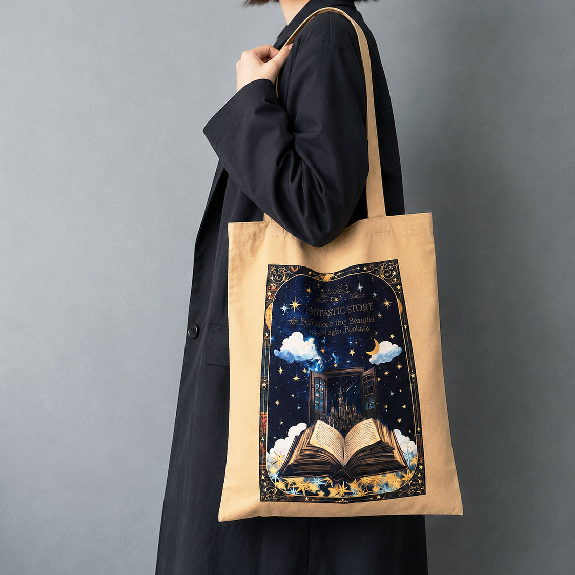 【トートバッグ】星屑とアンティークゴールドの額縁