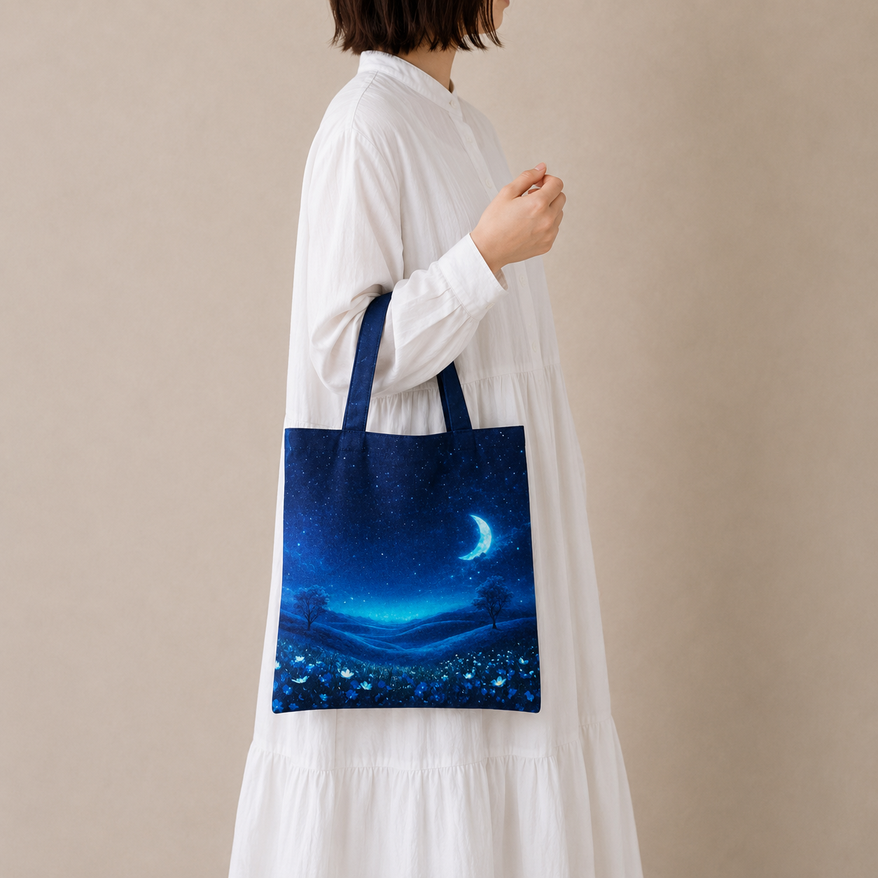 ミニトートバッグ】ネモフィラ畑の幻想世界 – 宙フェス夜市