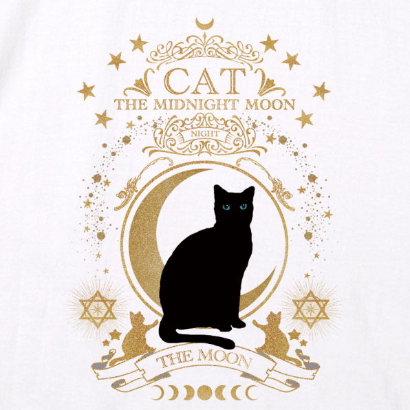 猫の魔導書 Tシャツ（black&white）男女兼用