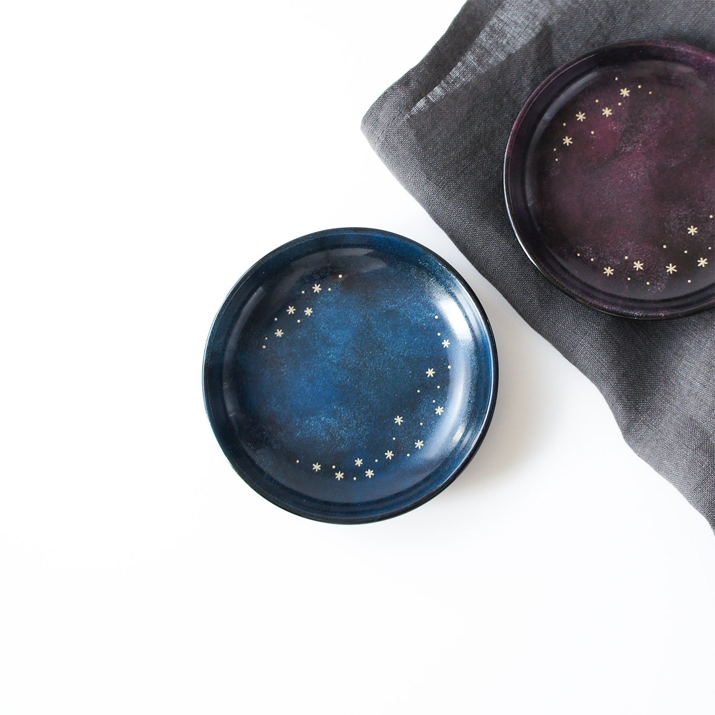 星かがやく夜の豆皿　青・紫