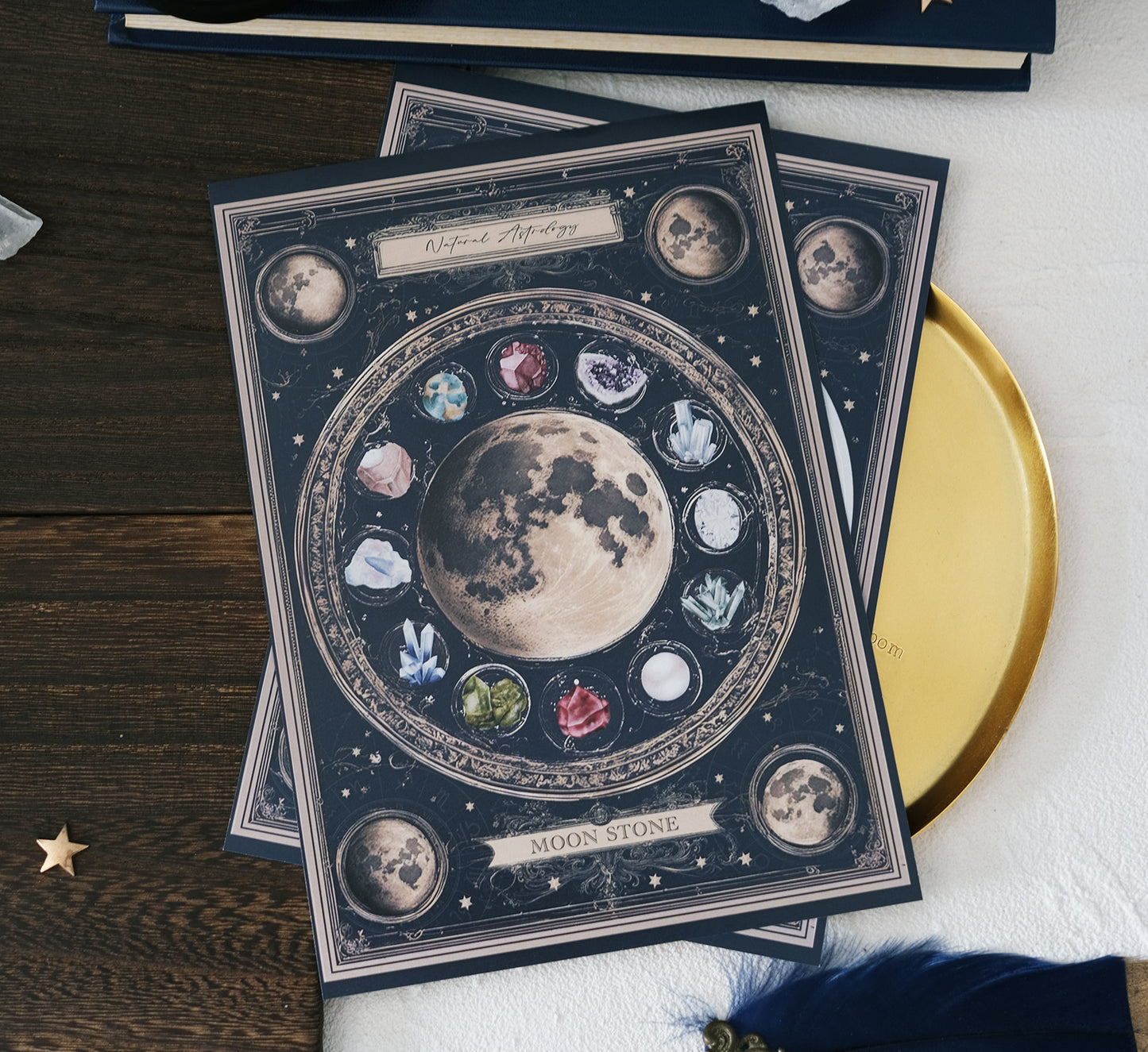 【レターセット】架空の洋書 "誕生石の図鑑" 〜MOON STONE〜