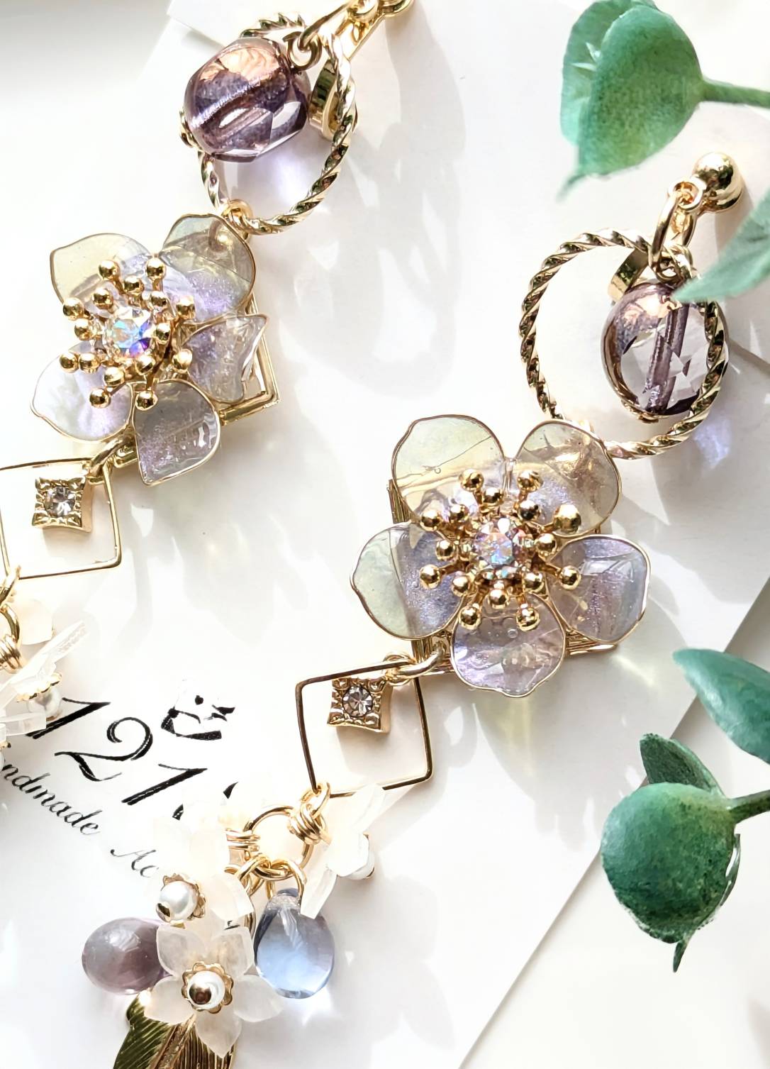 ライトパープルに染まる薄明 イヤリングorピアス