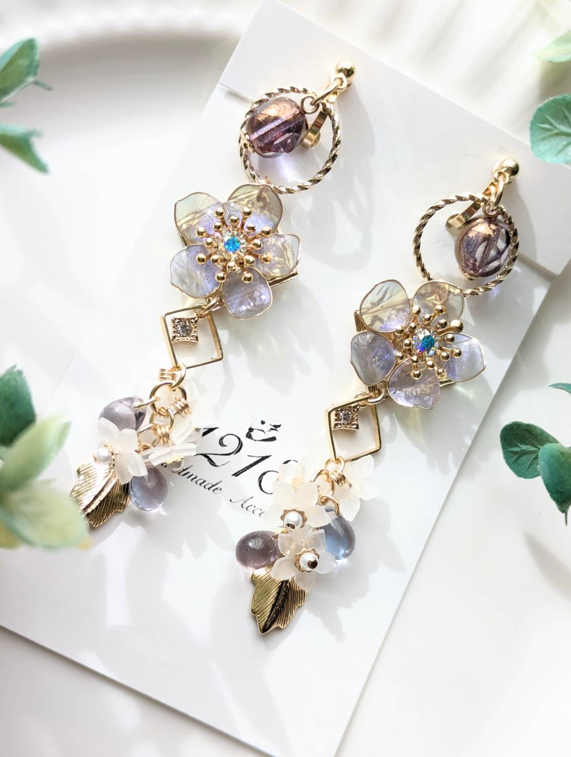 ライトパープルに染まる薄明 イヤリングorピアス