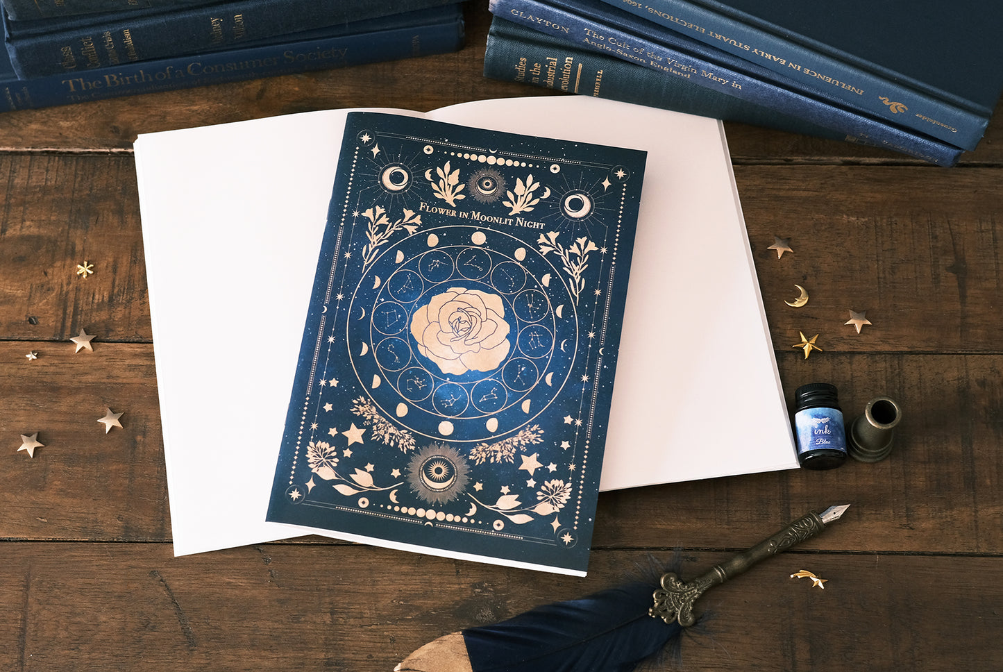 【ノート】架空の洋書 "月夜の花" 12星座とアンティークフラワーの本