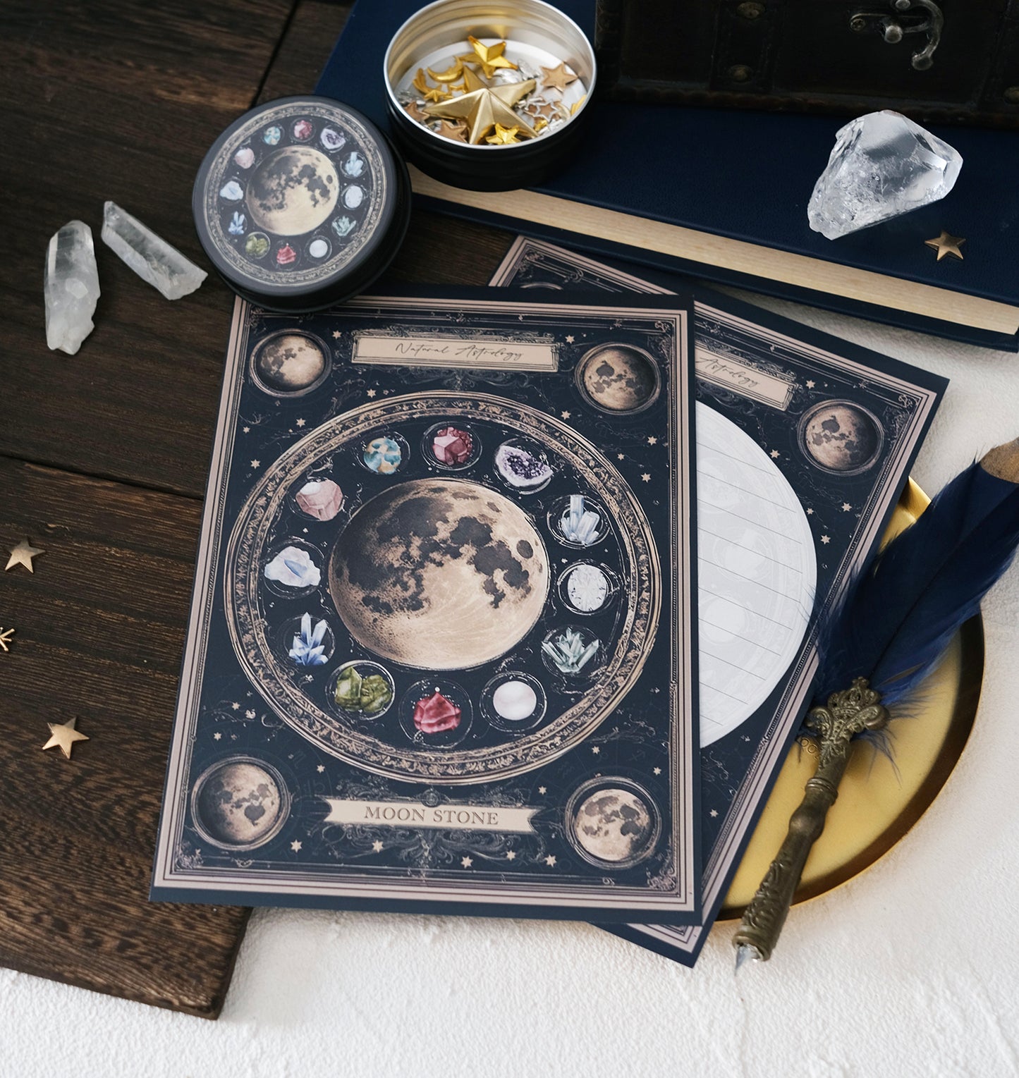【レターセット】架空の洋書 "誕生石の図鑑" 〜MOON STONE〜