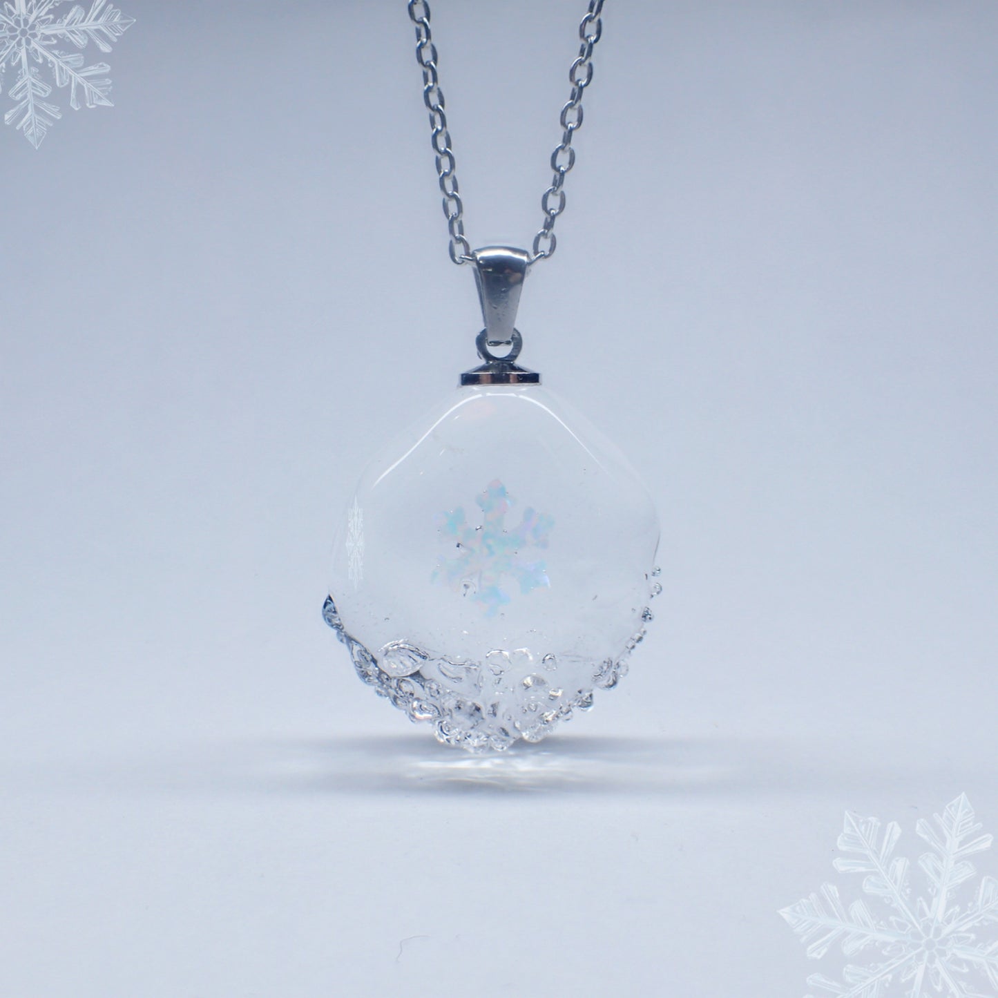 「雪の氷」ガラスペンダント