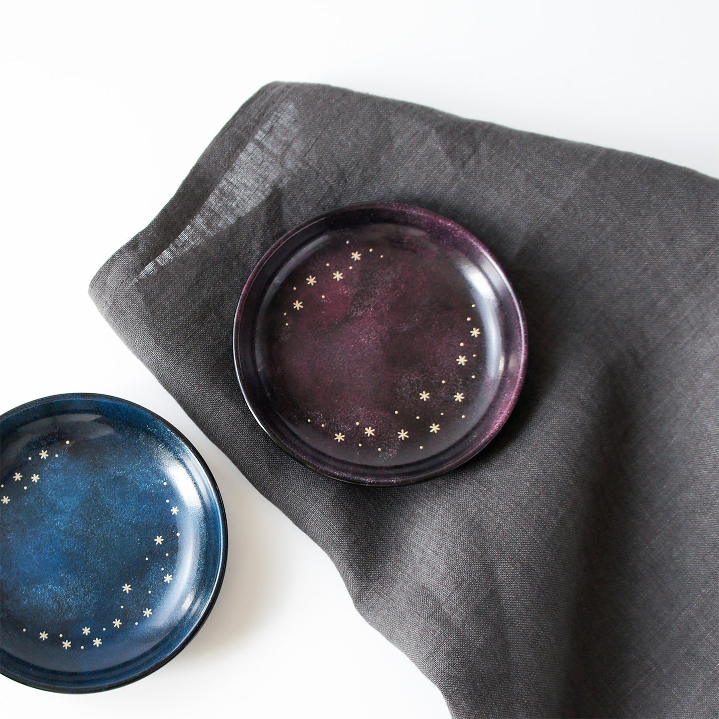 星かがやく夜の豆皿　青・紫