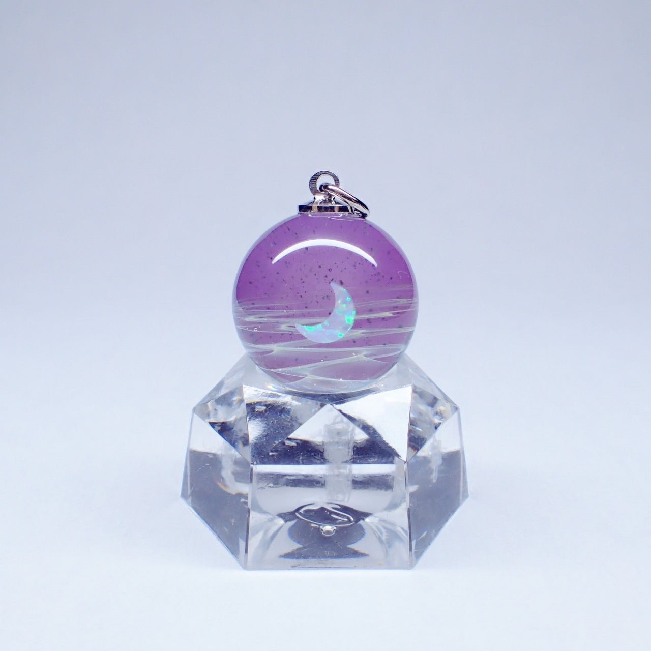 「月と雲海」ガラスペンダント - S - Purple
