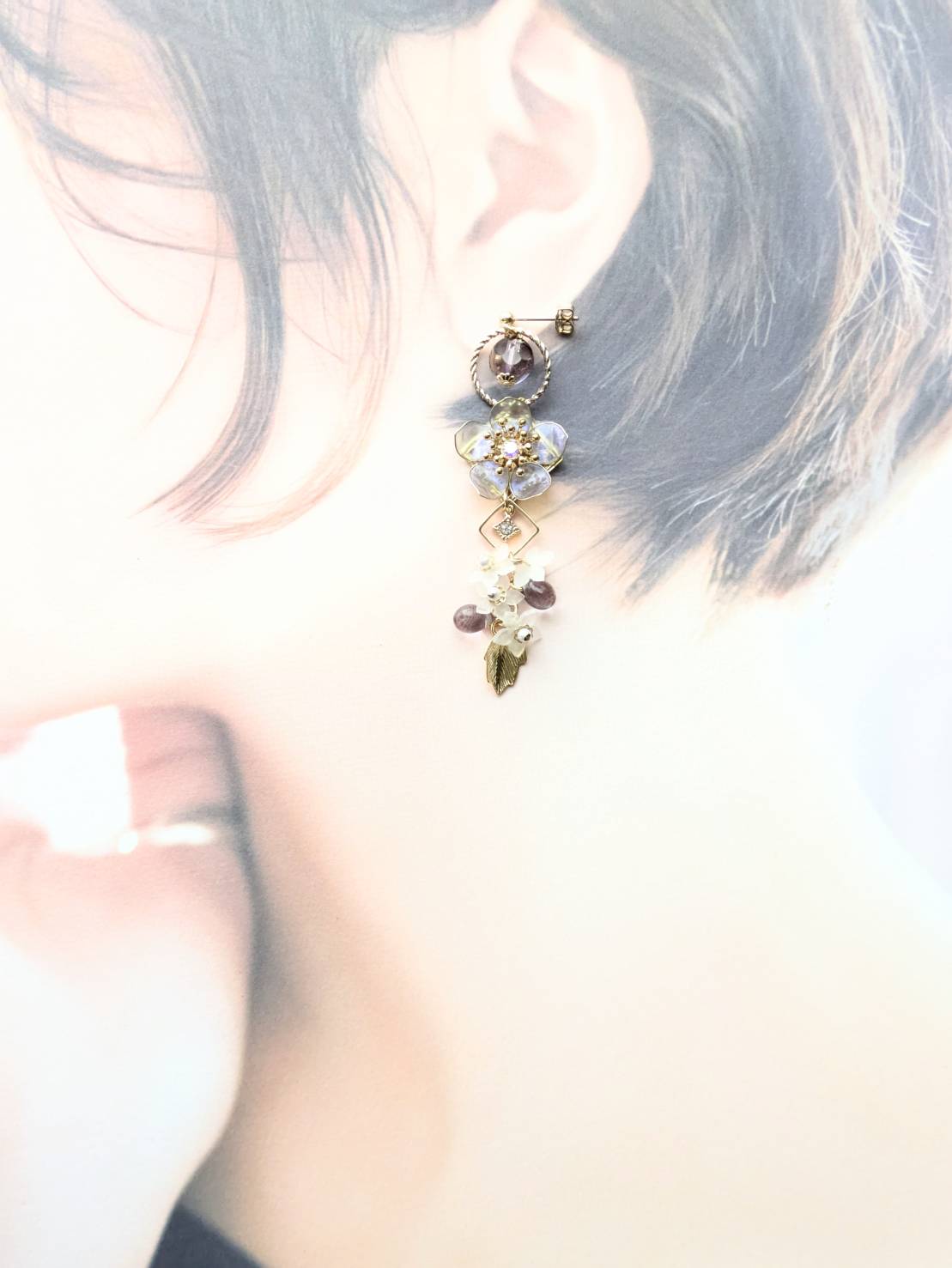 ライトパープルに染まる薄明 イヤリングorピアス