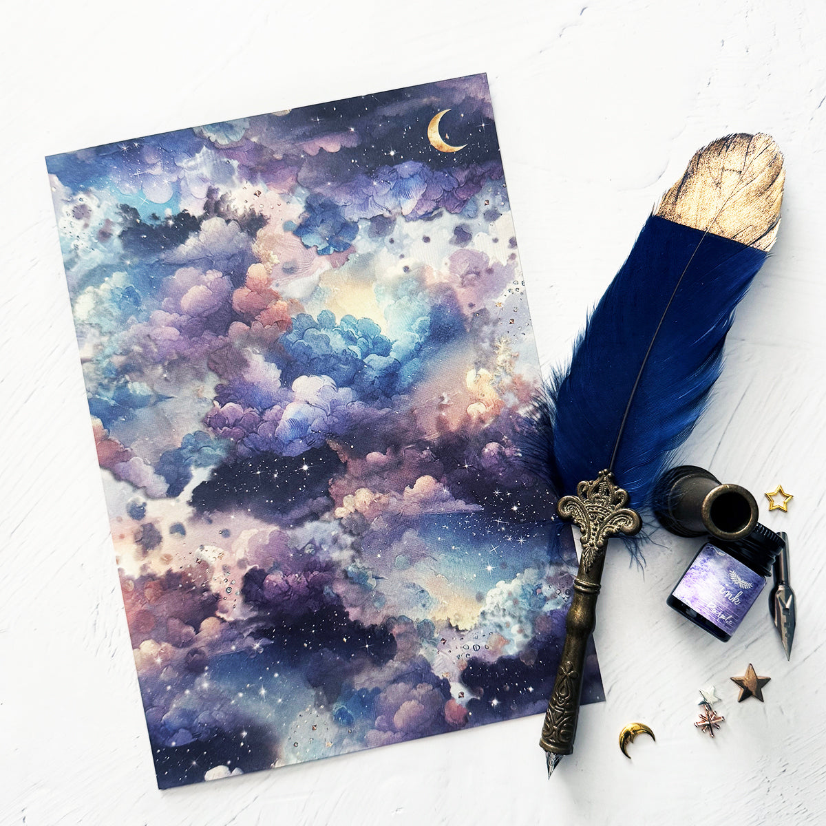 【レターセット】三日月と星空のしずく