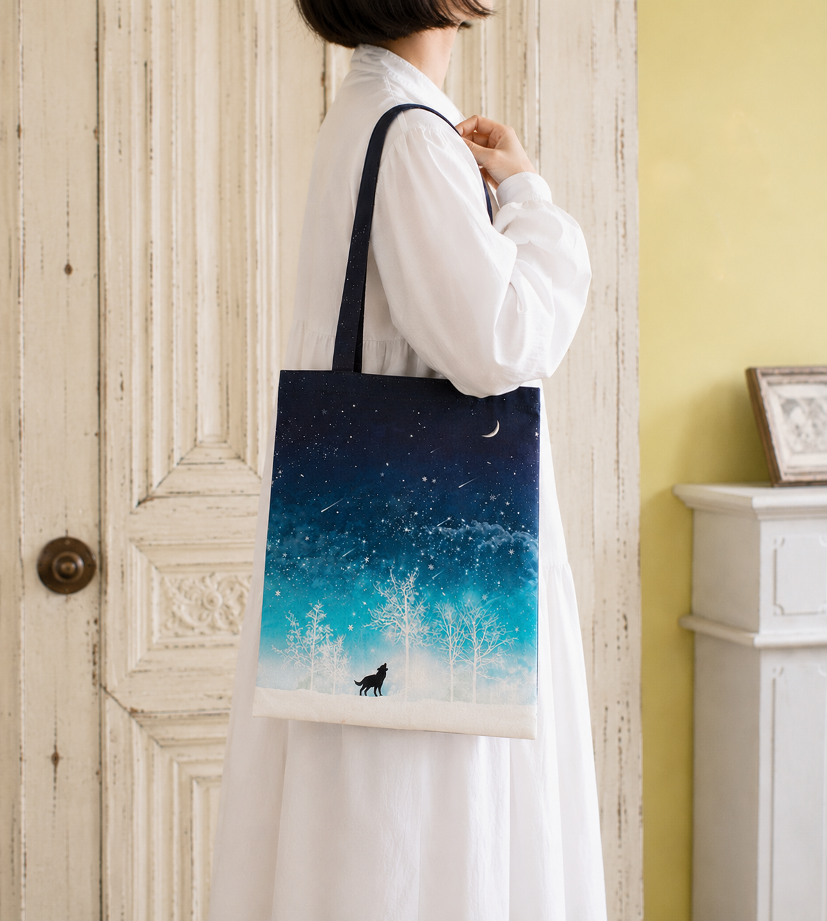 【トートバッグ】冬の星空・オオカミ