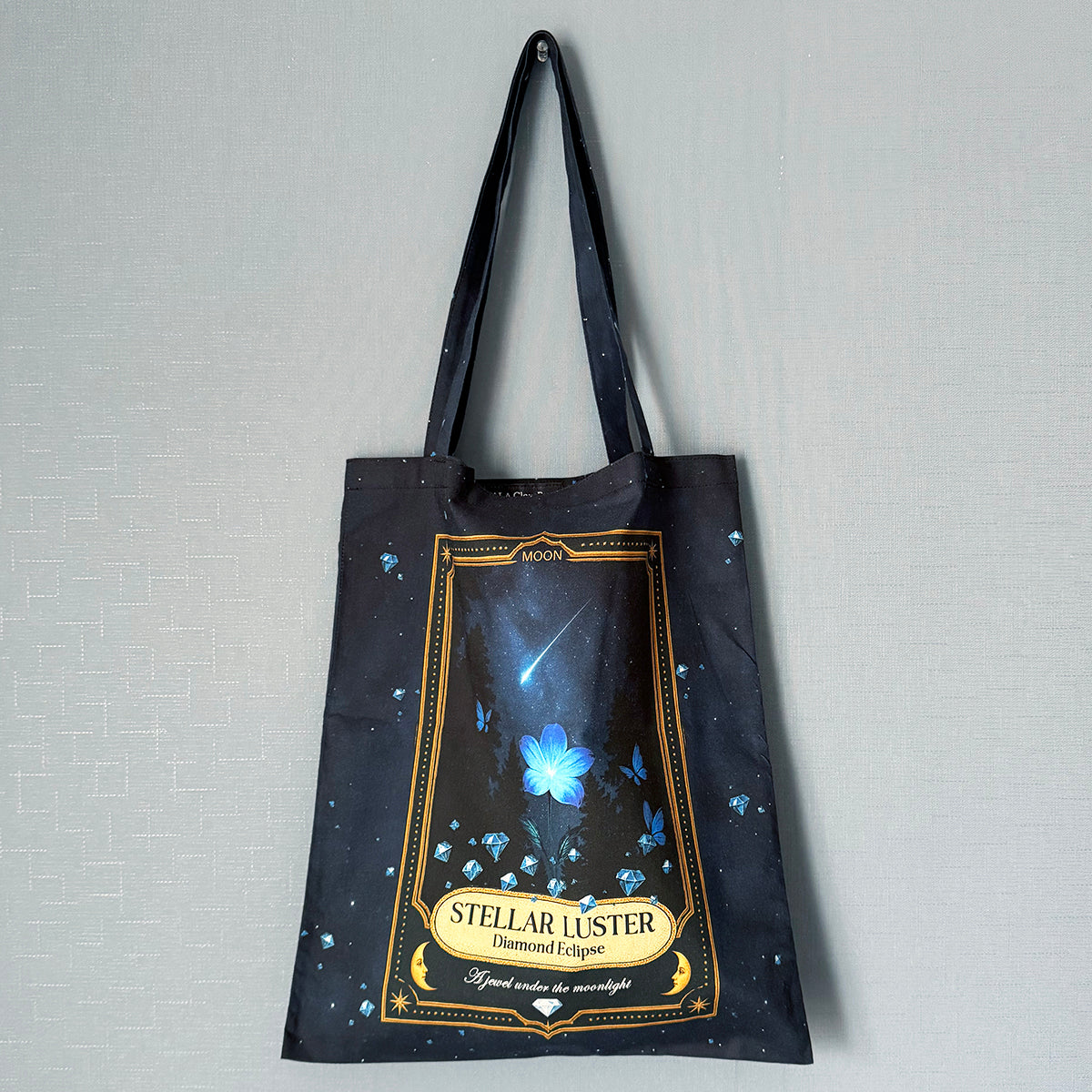 【トートバッグ】星空香水瓶 ラベル柄デザイン