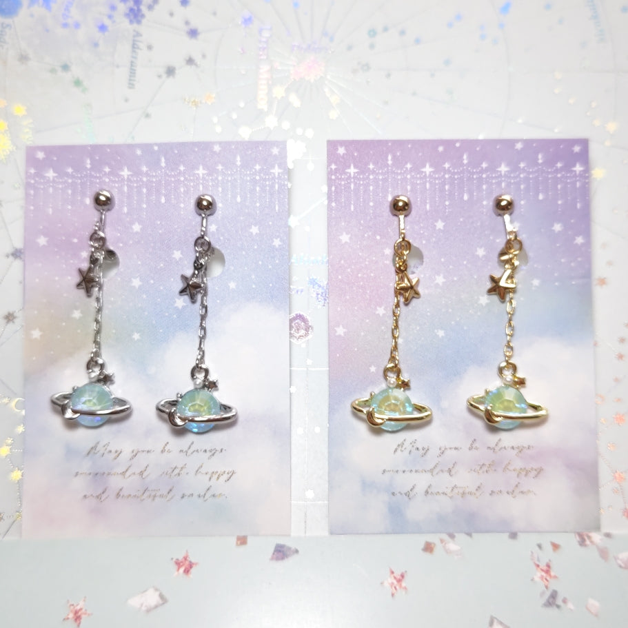 ミルキーブルー土星の耳飾り