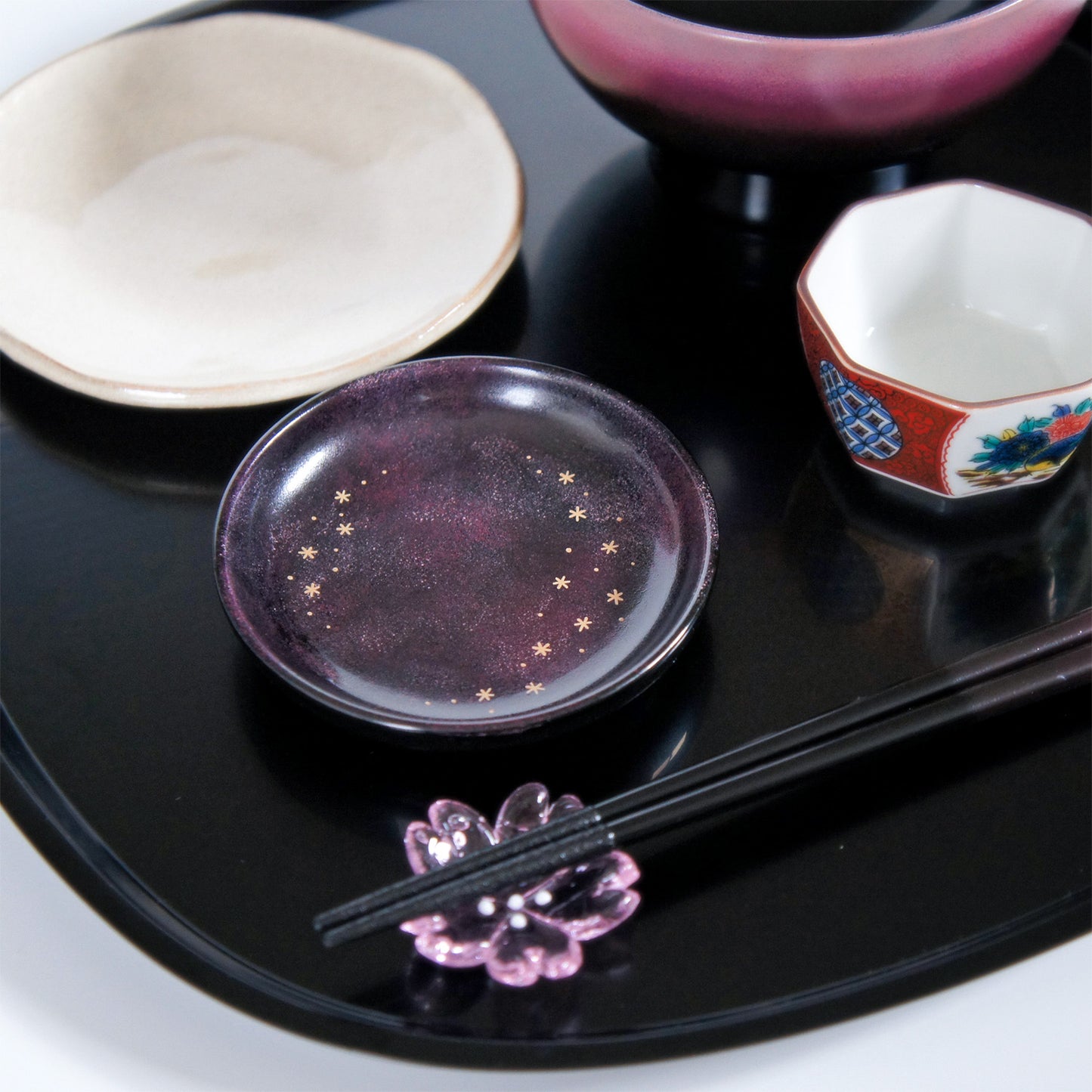 星かがやく夜の豆皿　青・紫