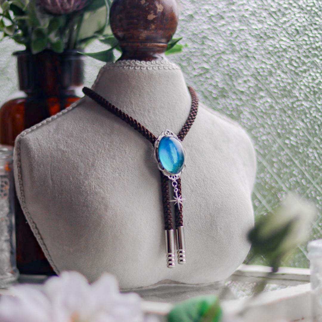 [stained glass candy] loop tie / 夏空 -silver-