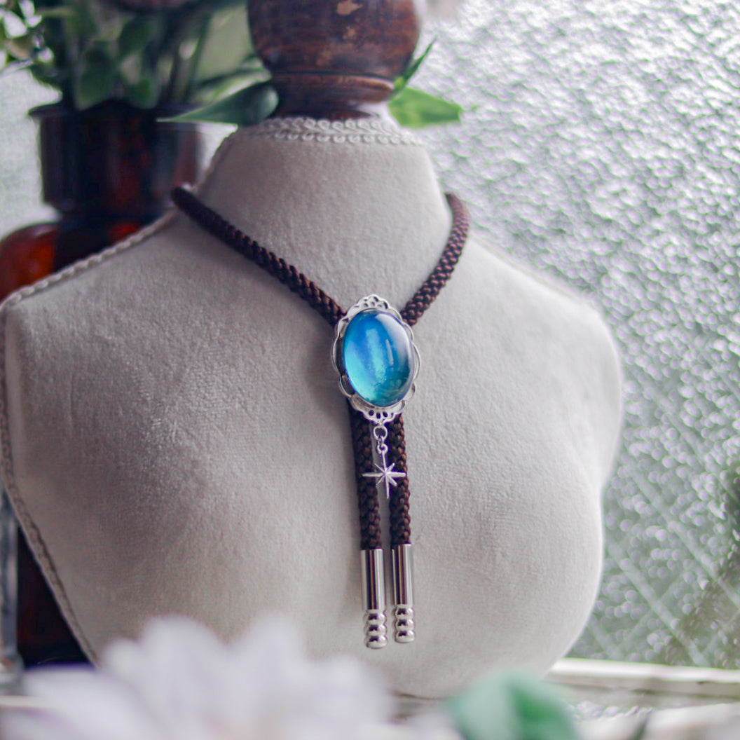 [stained glass candy] loop tie / 夏空 -silver-