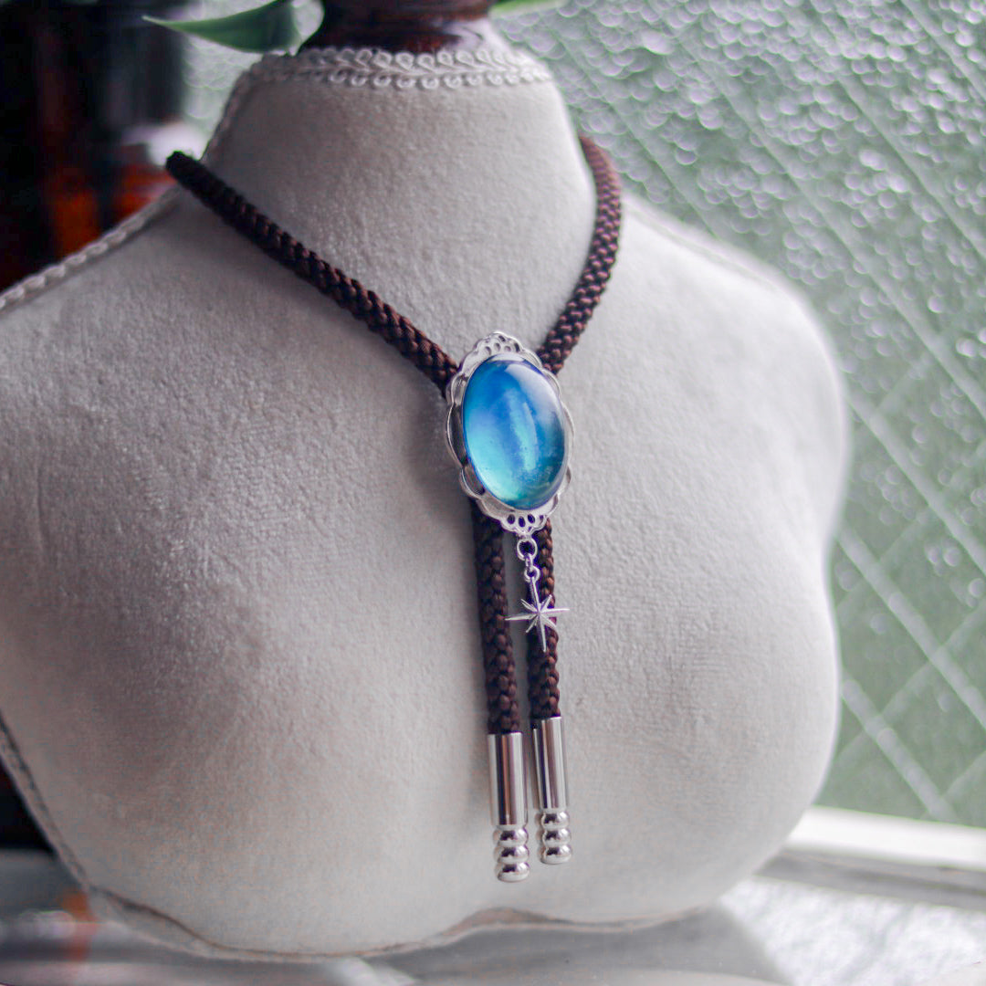 [stained glass candy] loop tie / 夏空 -silver-