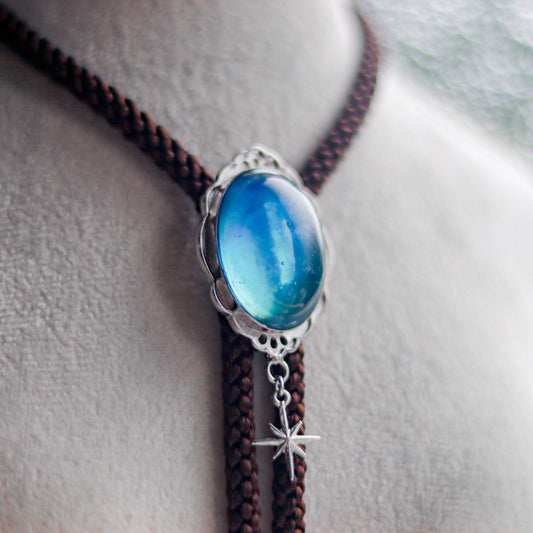 [stained glass candy] loop tie / 夏空 -silver-