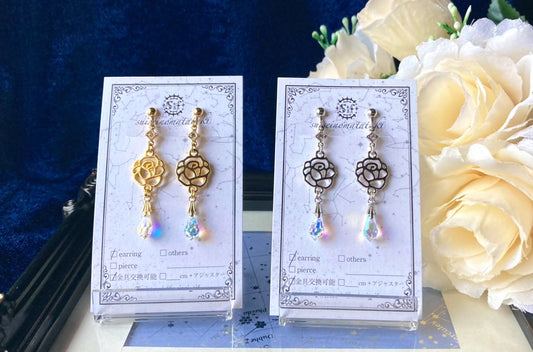 ミニ薔薇イヤリング