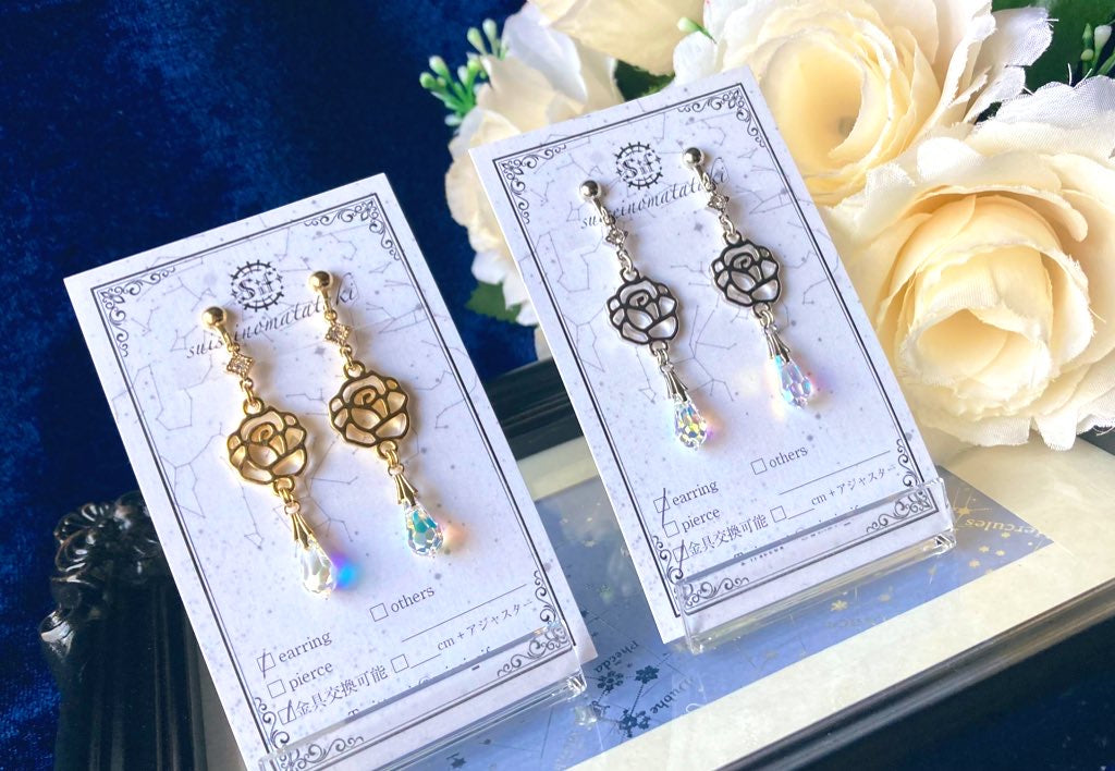 ミニ薔薇イヤリング