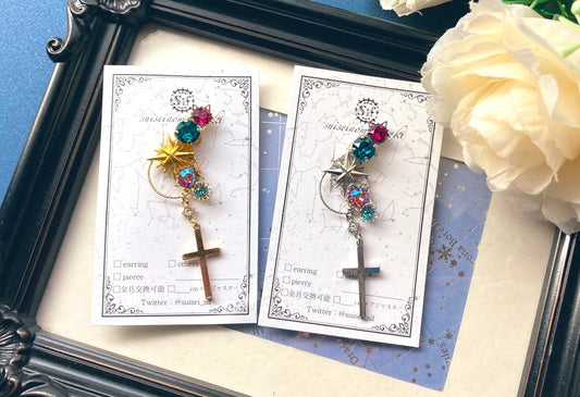 願い星のイヤーカフ ブルーネオン