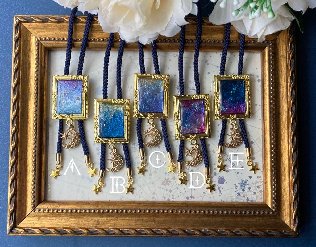 夜空の絵画ループタイ