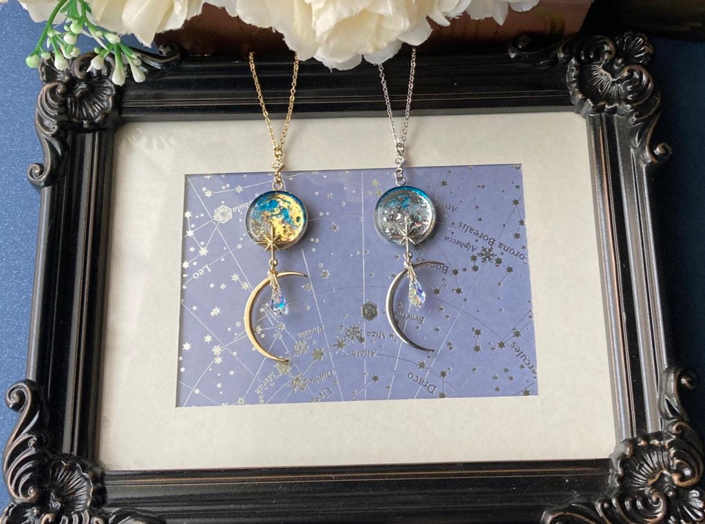 月光の雫ペンダント　ブルームーン（水色）