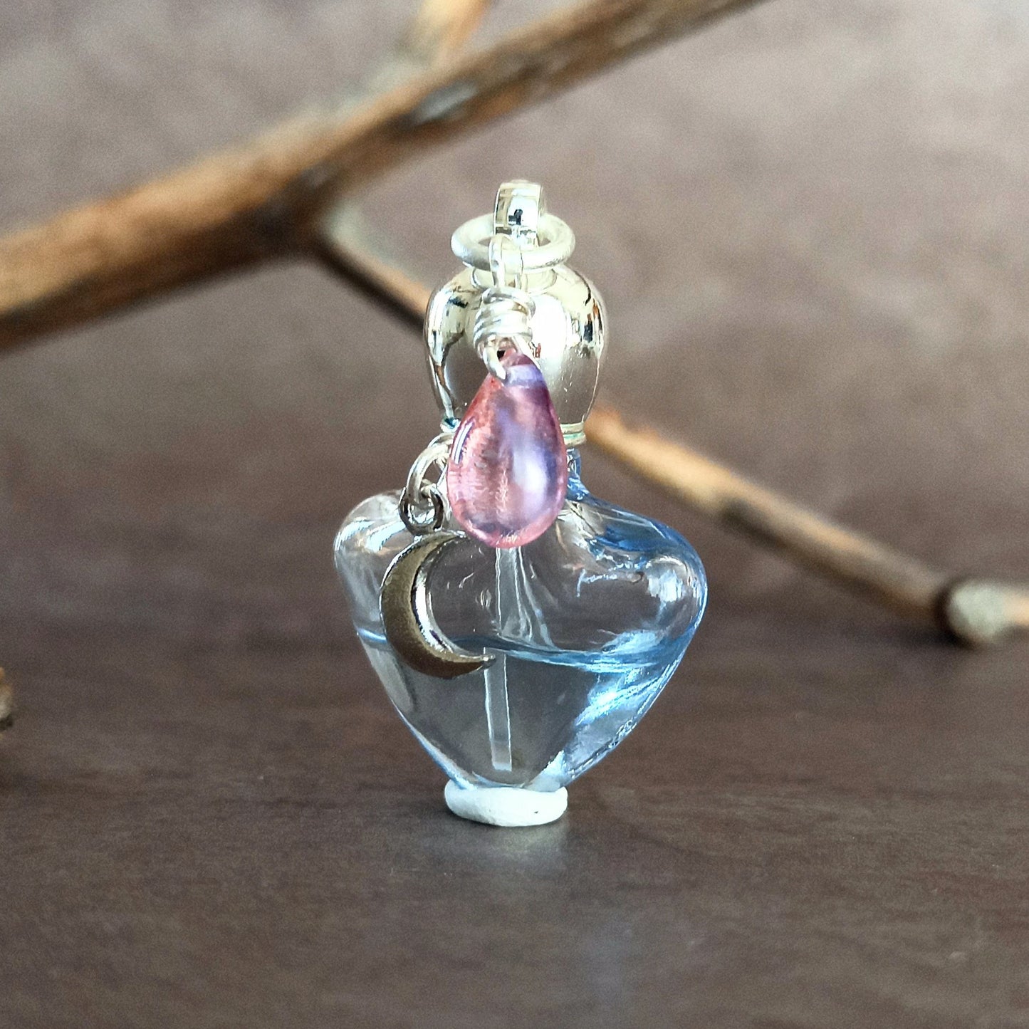 香水瓶ネックレス　スカイハートボトル　Daylight Moon【ストームグラス・シャボン玉ネックレスに変更可能】