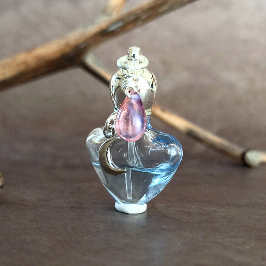 香水瓶ネックレス　スカイハートボトル　Daylight Moon【ストームグラス・シャボン玉ネックレスに変更可能】